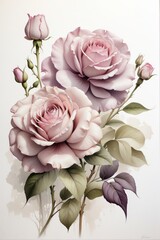 A digital paint of rose flowers and plant