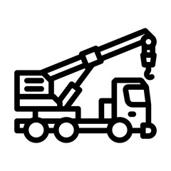 crane truck construction vehicle line icon vector illustration