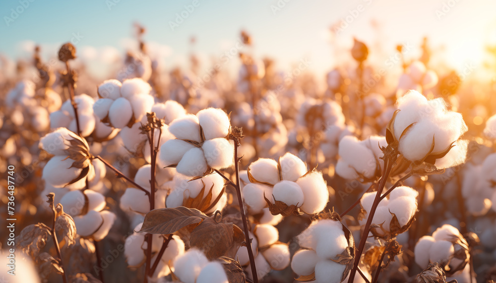 Wall mural cotton field close up