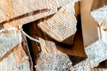 Close-up of logs for the stove