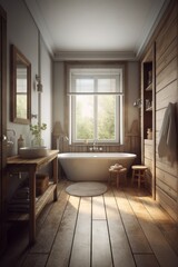 Fototapeta na wymiar Interior of bathroom in a house in Country style.