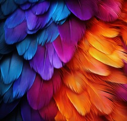 Obraz premium Colorful feathers background. Generative AI.
