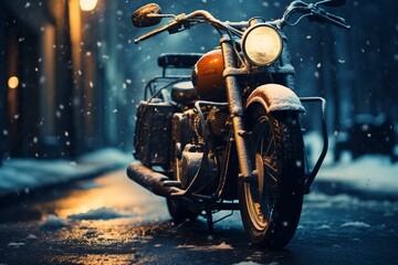 a motorcycle parked on a street