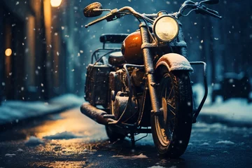 Acrylglas Duschewand mit Foto Motorrad a motorcycle parked on a street