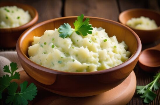St. Patrick's Day, national Irish cuisine, traditional Irish dish, Colcannon, mashed potatoes with cabbage, garnished with parsley