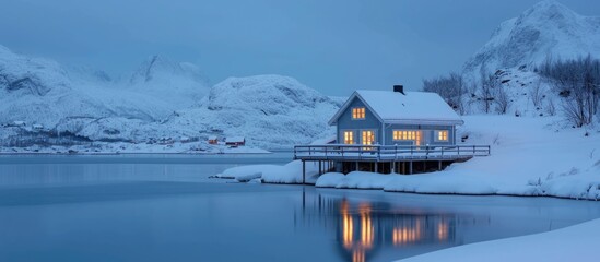 Winter coastal cottage in Norway
