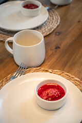 Eating in the morning. Morning coffee. Breakfast in the morning.