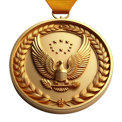 gold medal with ribbon