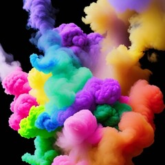 Fototapeta premium Colorful smoke frome flares isolated on black background 