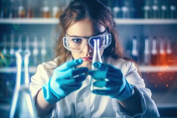Woman scientist at work in the laboratory, research, health
