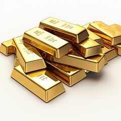 Pile of Gold bars isolated on a white background.