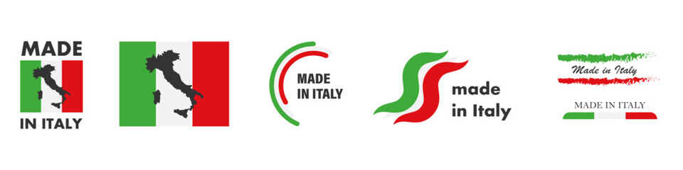 Made in Italy - set of vector labels for product packaging.