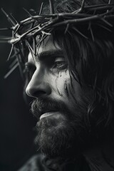 Jesus Christ our father with a crown of thorns