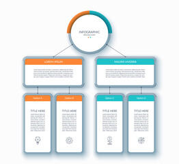 Obraz premium Infographic process flow chart. Clean minimalistic vector template. Can be used as diagram, graph, chart, workflow layout for web, report, business presentation.