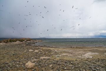 Armenia, lake Sevan, view from the mountain