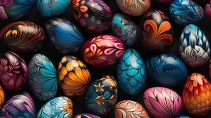 Fototapeta na wymiar Easter Egg Pattern: Seamless pattern with various egg designs.
