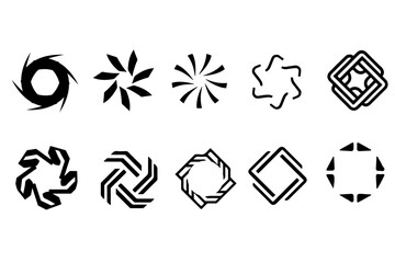 Camera shutter and lens diaphragm icons set. Collection of lens aperture, photo shutter, photo lens, shutter lens, camera shutter and camera lens icon. Flat style camera shutter icon vector . 