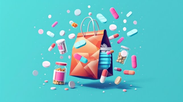 A convenient setup for ordering and delivering medicines online, featuring a package