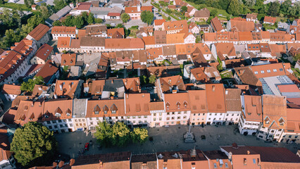 Naklejka premium Aerial View of Skofja Loka Old Medieval Town, Slovenia