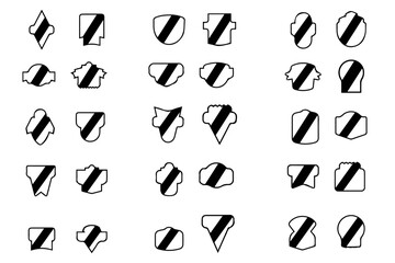 Shield, protection, defence and security vector icons set. Police and military badge shield silhoutte symbols. Collection of vector shields. Shield badge symbol. Label collection for soccer.