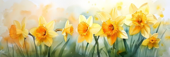 beauty of spring with bright yellow daffodils
