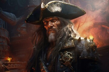 Fearless Pirate captains. Event costume hat. Generate Ai