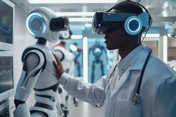 a medicine doctor using a virtual reality headset