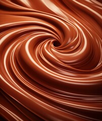A swirl of chocolate on a dark background. Generative AI.