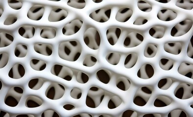 A close up of a white plastic mesh. Generative AI.