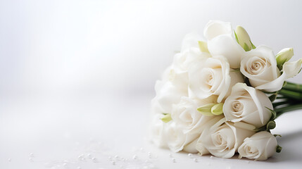 Obraz na płótnie Canvas Bridal bouquet of white rose on white background