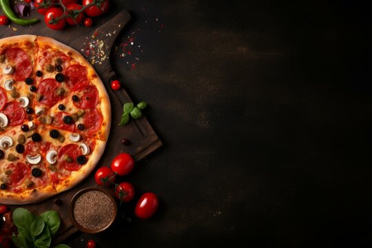 Realistic Pizza mockup background. Menu salami. Generate Ai