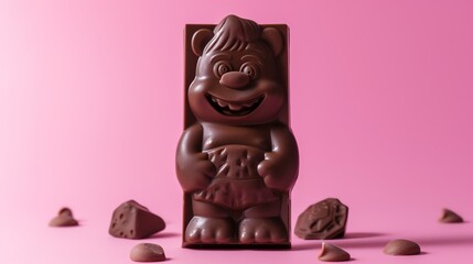 A tantalizingly tasty and visually stunning troll-shaped chocolate bar that looks so hyper-realistic, you'll do a double-take! Indulge in this delectable treat as you marvel at its intricate