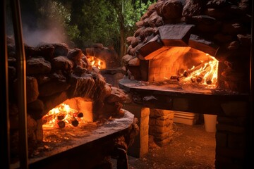 Radiant Pizza oven fire. Cuisine cooking. Generate Ai