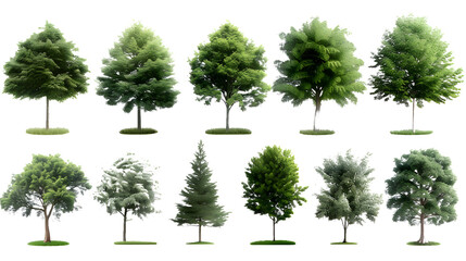 Collection Beautiful 3D Trees Isolated on PNGs transparent background , Use for visualization in architectural design or garden decorate
