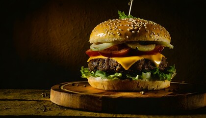 juicy burger, grilled burger, hamburger , burger close up, copyspace , fast food banner