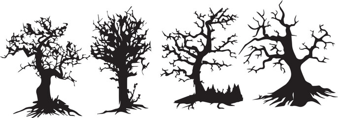 Set Trees. Hand drawn vector illustration	