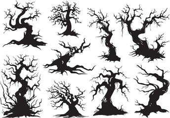 Fototapeta premium Set Trees. Hand drawn vector illustration 