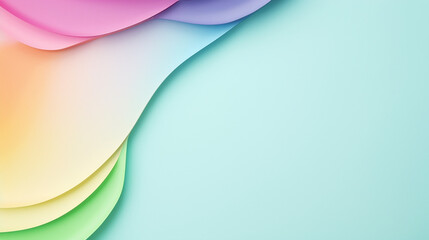 Smooth wavy lines of rainbow colors abstract background with a predominance of mint shades for web design