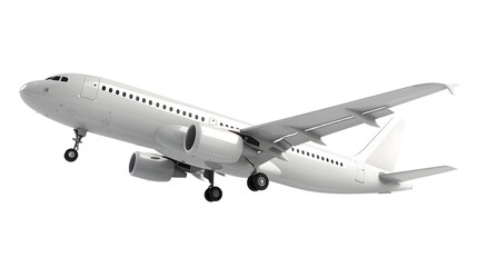 High detailed white airliner, 3d render on a white background. Airplane Take Off