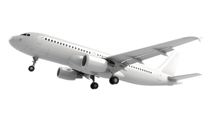 High detailed white airliner, 3d render on a white background. Airplane Take Off