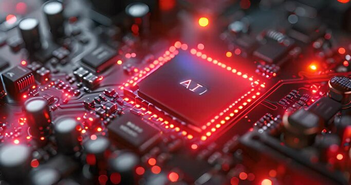 CPU with AI engraving and electronic circuit board
