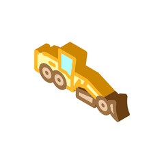 grader machine construction vehicle isometric icon vector illustration