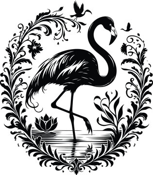 recommend clip art: flamingo, bird silhouette flowers ornament decoration, floral vector design. 