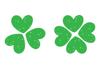 手書きでラフに塗りつぶしたクローバーのマークセット