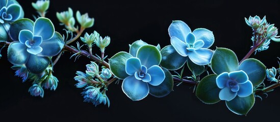 Fototapeta na wymiar Beautiful blue flowers on long succulent strands.