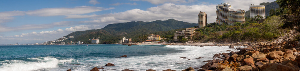 Panorama, view from Playa Esmeralda, Puerto Vallarta, Jalisco , Mexico