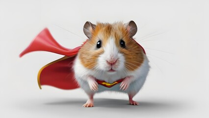 Cute little hamster wearing a superhero costume