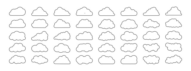 Collection of cloud icons, shapes, stickers. Set of Clouds, symbol for your website design, logo. Vector graphic element.