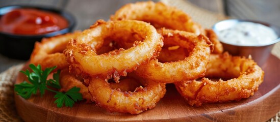 Crunchy onion rings cooked to perfection.