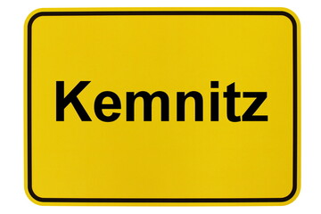 Illustration eines Ortsschildes der Gemeinde Kemnitz in Mecklenburg-Vorpommern